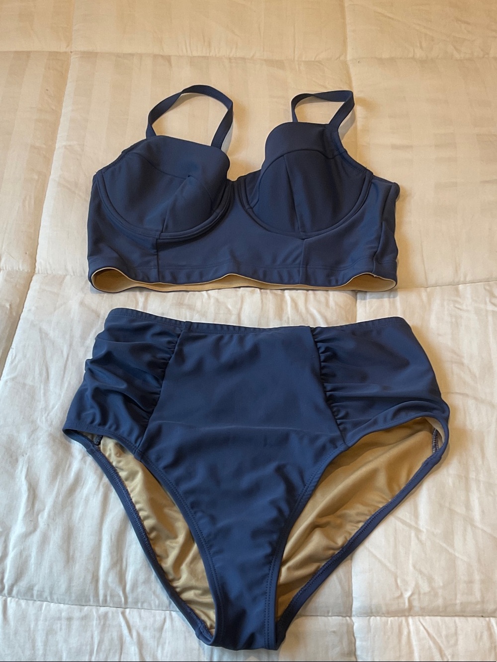 Old Navy High-Waist Two-Piece Bikini Set in blue, medium